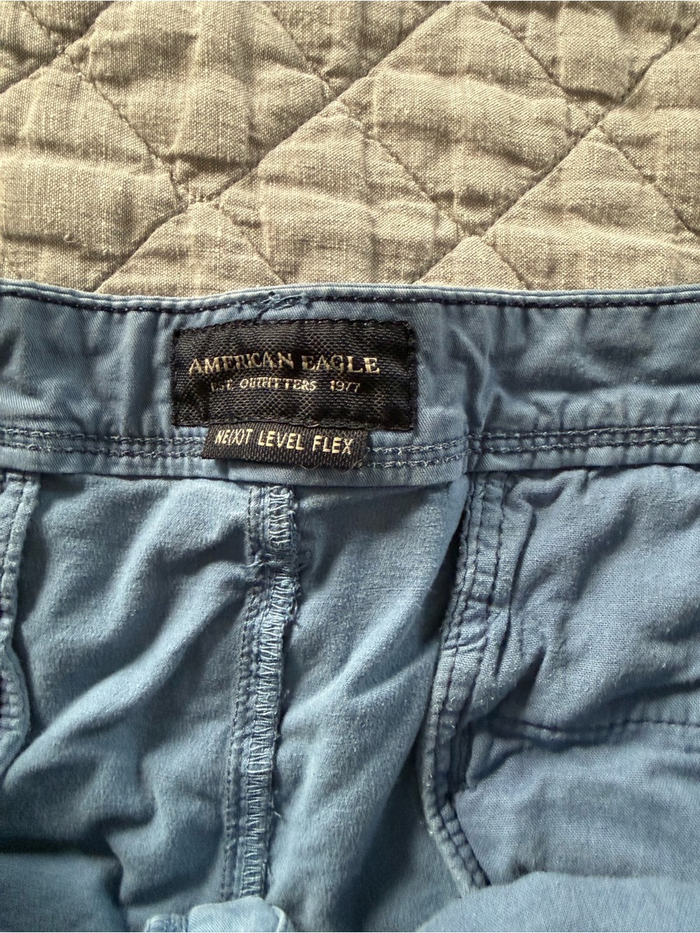 American Eagle Outfitters Men's Flat Front Shorts — Light Blue & Light Gray - Picture 4 of 11